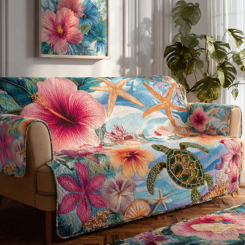 Tropical Escape Quilted Sofa Cover Natural Home Room Decor Gift For Room Lovers - Tradiviet