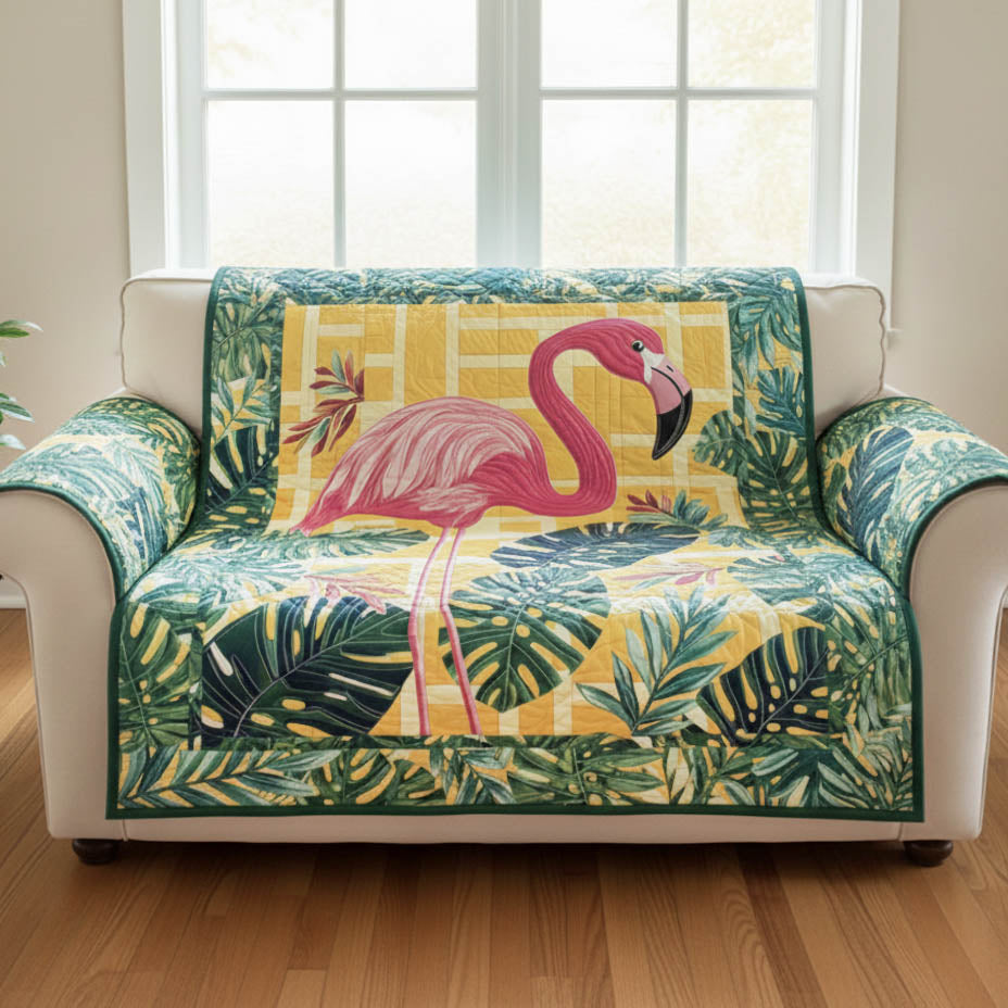 Tropical Flamingo Quilted Sofa Cover Tropical Home Couch Cover Top Home Decor Gifts - Tradiviet
