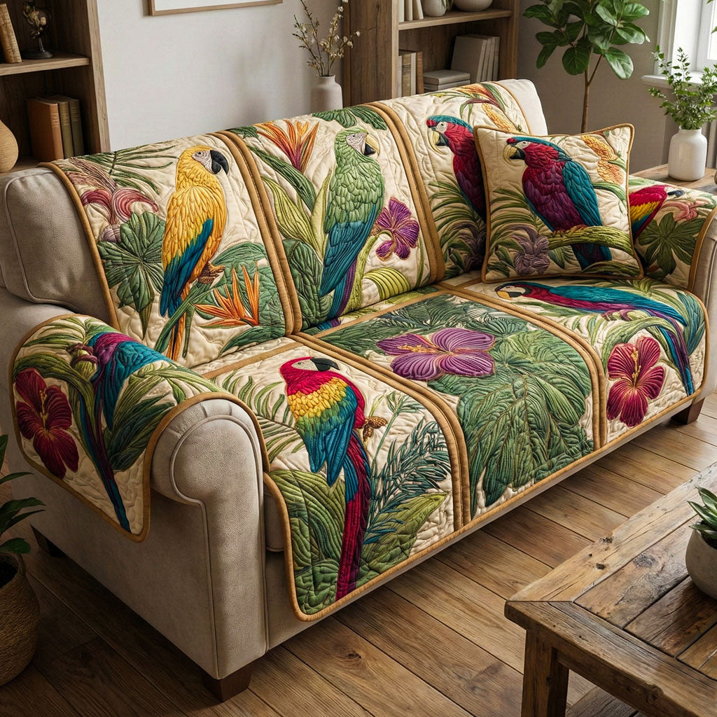 Tropical Harmony Quilted Sofa Cover The Best Couch Slipcovers Beach Themed Gifts For Her - Tradiviet