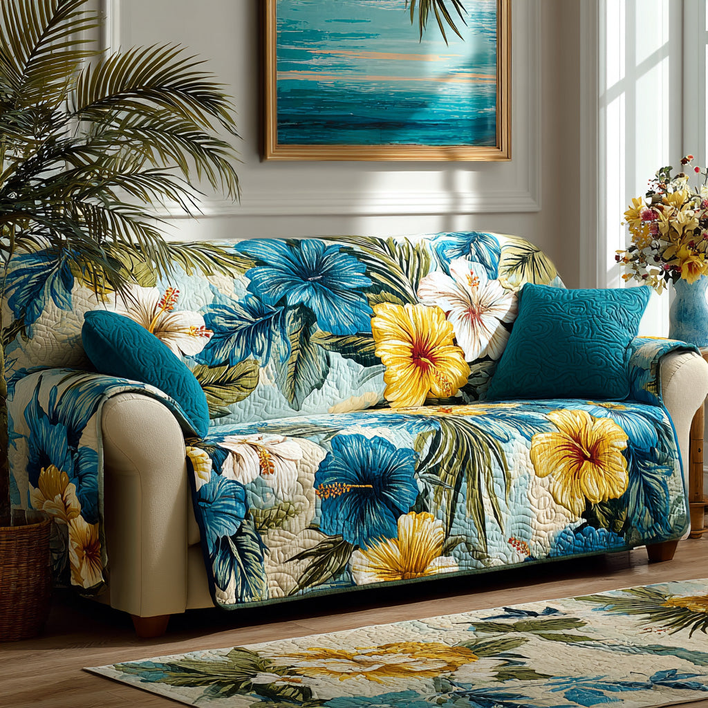 Tropical Haven Quilted Sofa Cover Soft Home Room Decor Cozy Home Decor Gifts - Tradiviet