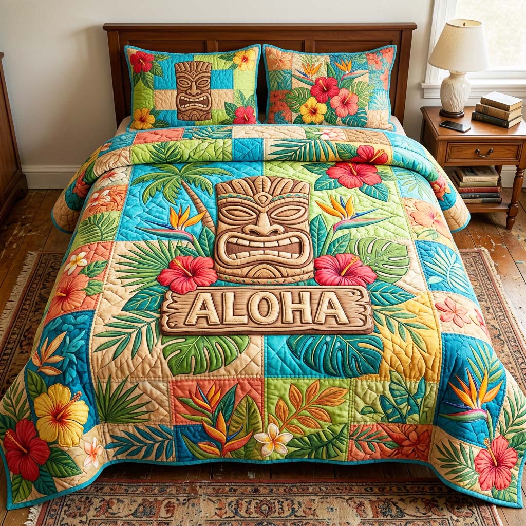 Tropical Mask Quilted Bedding Set Tropical Mask Warmth Gift For Tropical Mask - Tradiviet