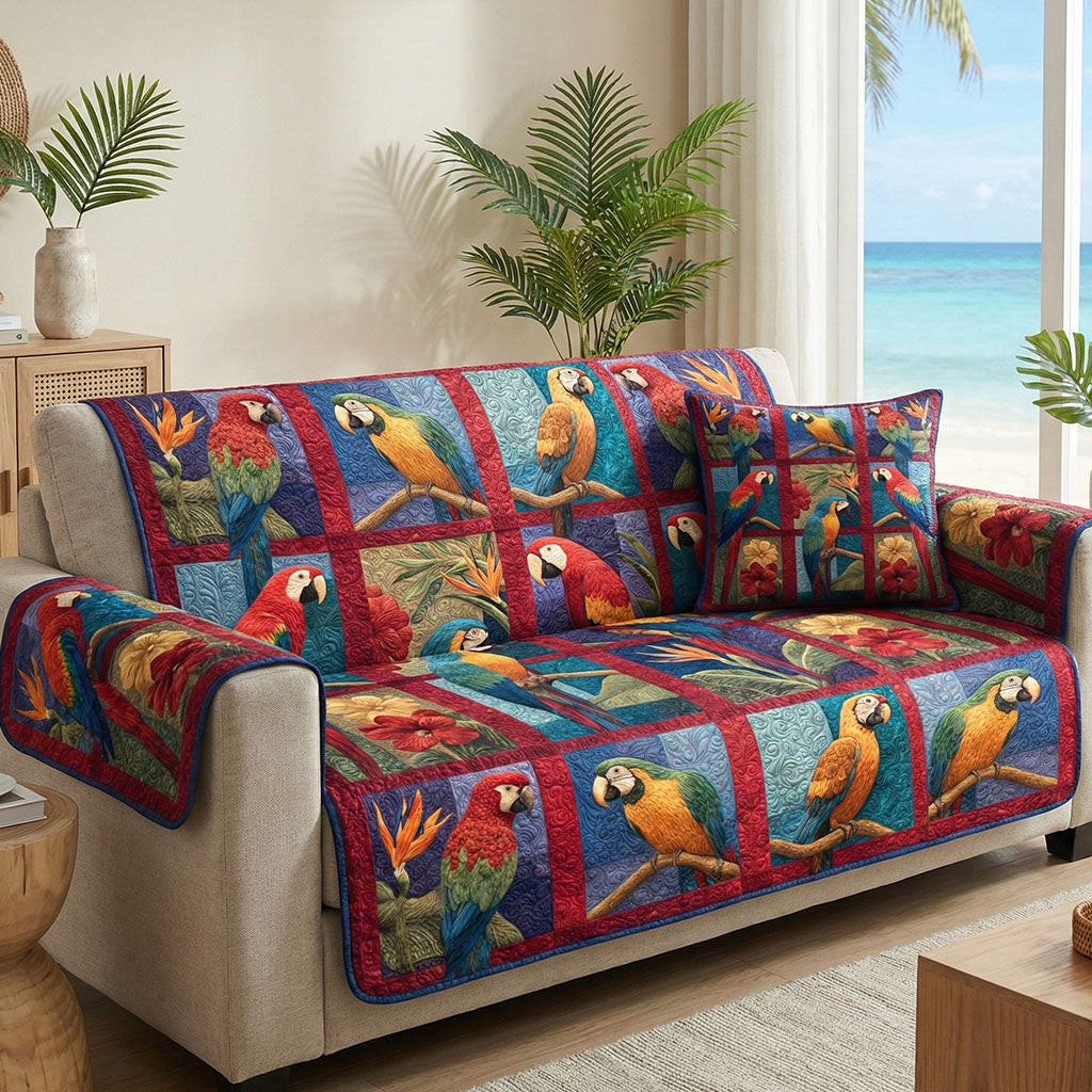 Tropical Mosaic Quilted Sofa Cover Living Room Sofa Covers Best Gifts For Beach Lovers - Tradiviet