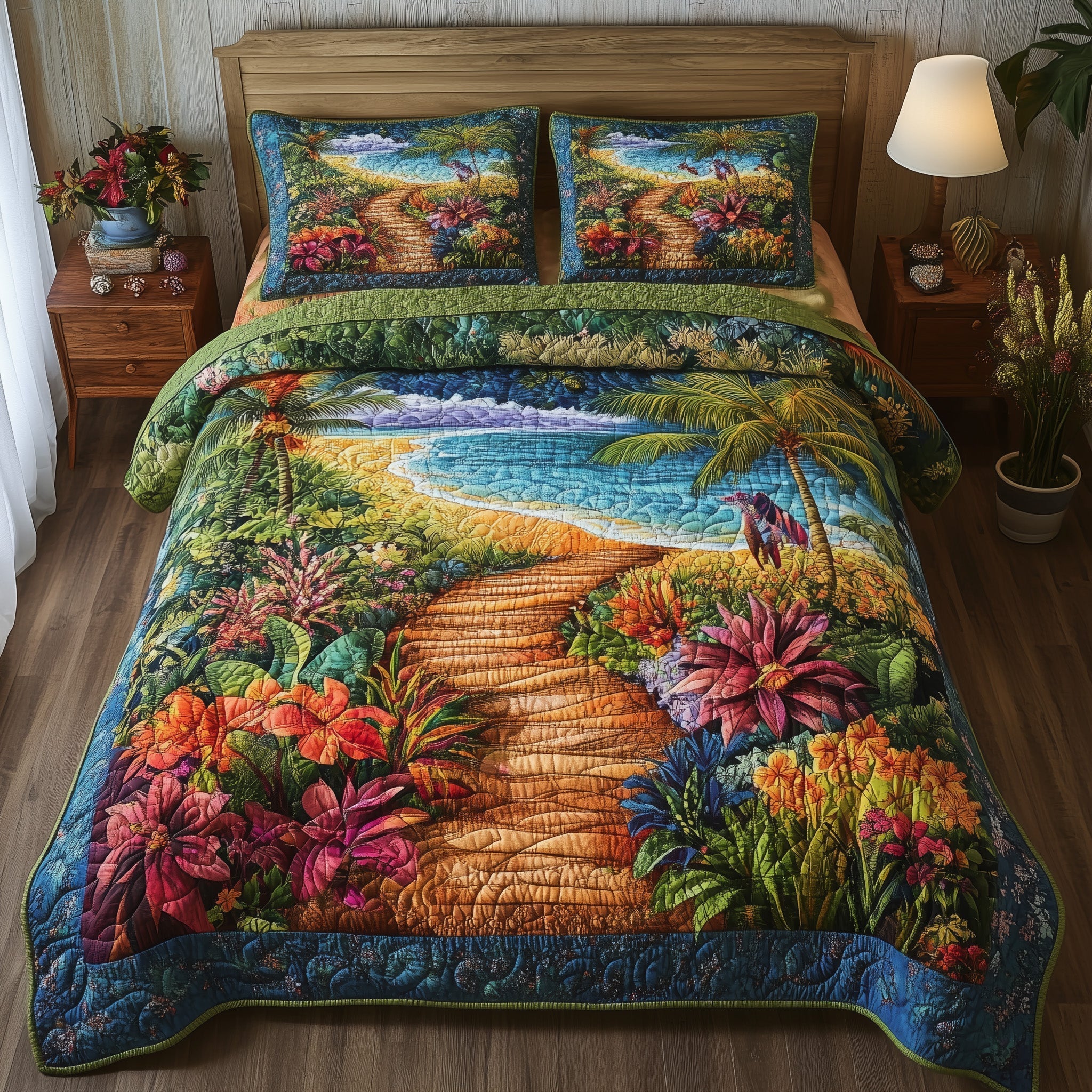 Tropical Path Quilted Bedding Set Tropical Path Bright Gift For Path Friends - Tradiviet