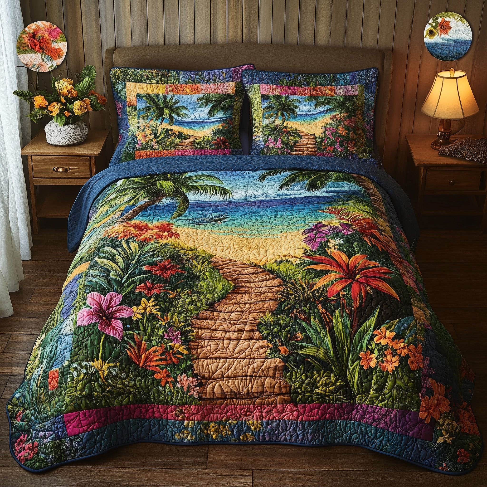 Tropical Path Quilted Bedding Set Tropical Path Celebration Gift For Path - Tradiviet