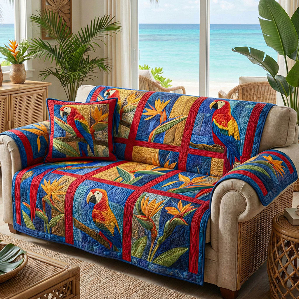 Tropical Rhythm Quilted Sofa Cover Pretty Sofa Covers Gifts For Beach Vacation - Tradiviet