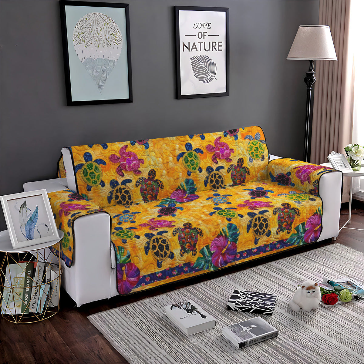 Tropical Turtle Tides Quilted Sofa Cover Trendy Home Style Home Gift For Her - Tradiviet