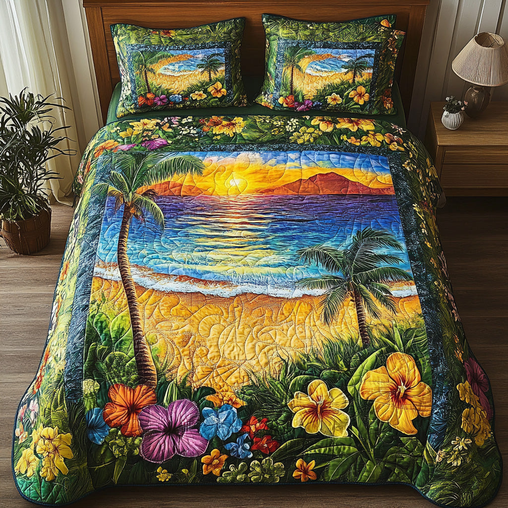 Tropical Vibe Quilted Bedding Set Tropical Vibe Classic Gift For Tropical Friends - Tradiviet