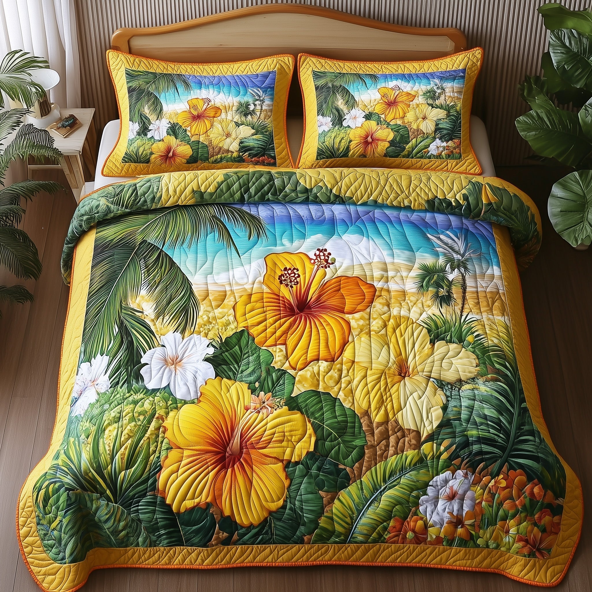 Tropical Vibe Quilted Bedding Set Tropical Vibe Island Gift For Vibe Fans - Tradiviet
