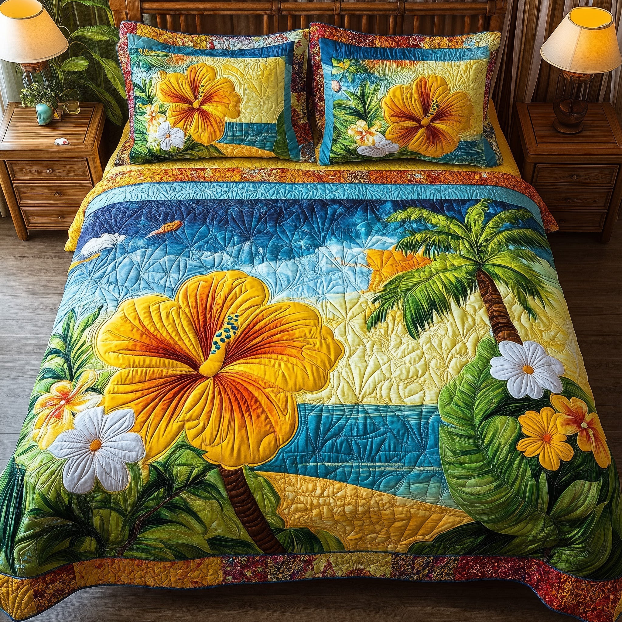Tropical Vibe Quilted Bedding Set Tropical Vibe Pride Gift For Tropical Fans - Tradiviet