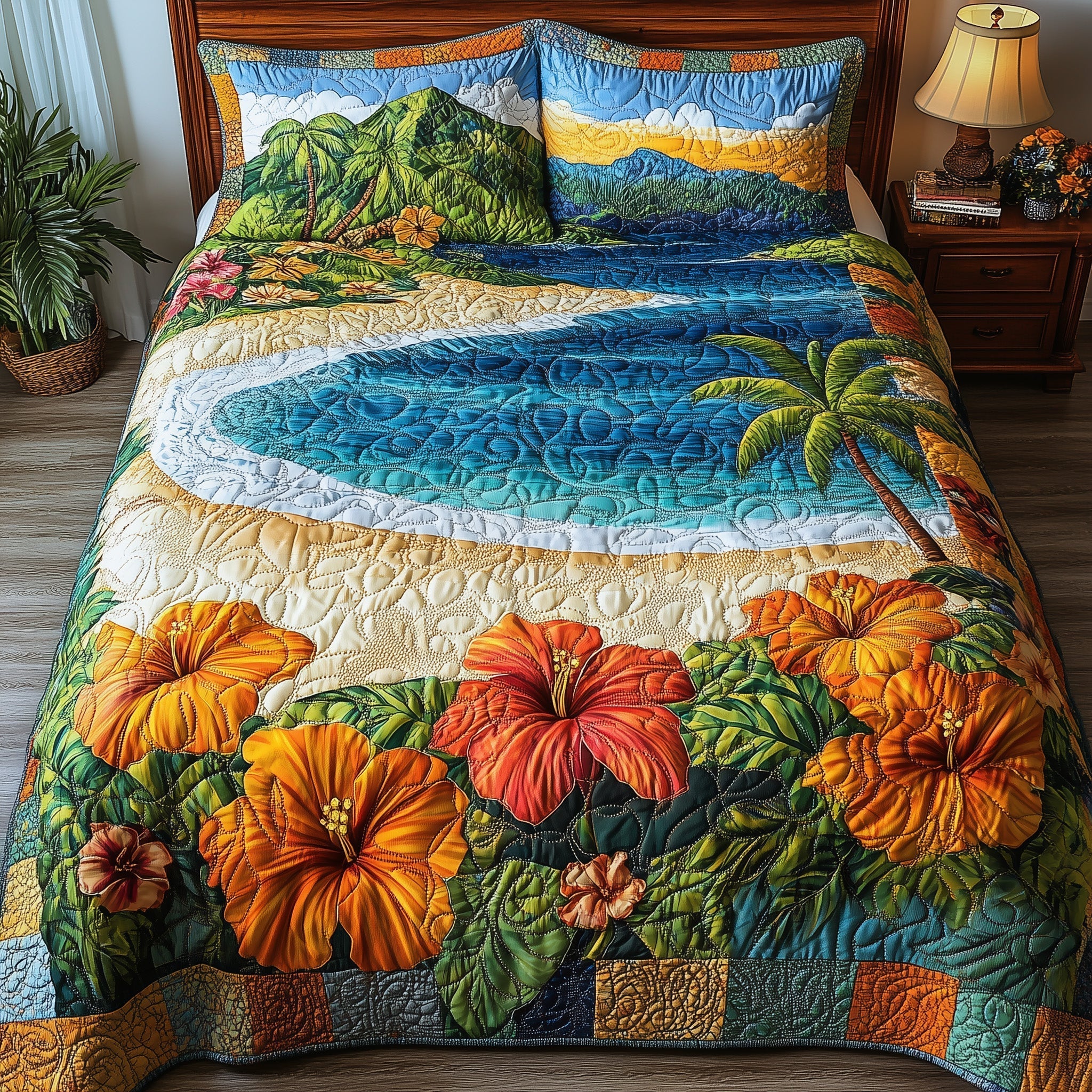 Tropical Vibe Quilted Bedding Set Tropical Vibe Radiance Gift For Vibe Friends - Tradiviet