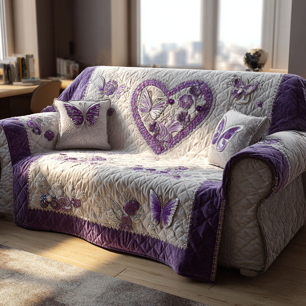 True Love Quilted Sofa Cover Best Sofa Slipcovers Butterfly Themed Birthday Gifts - Tradiviet