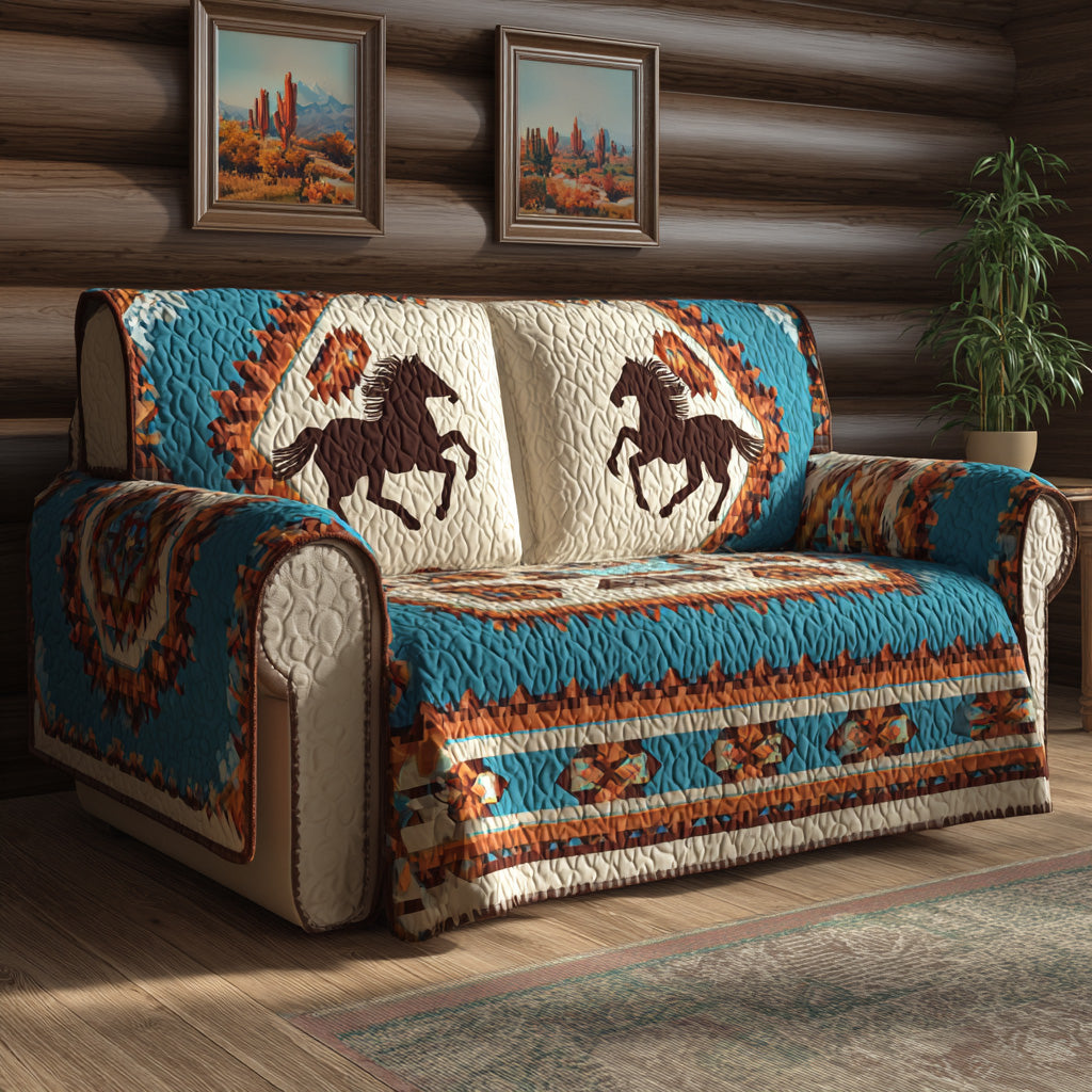 Turquoise Rodeo Quilted Sofa Cover Modern Room Decor Cute Room Decor Finds - Tradiviet