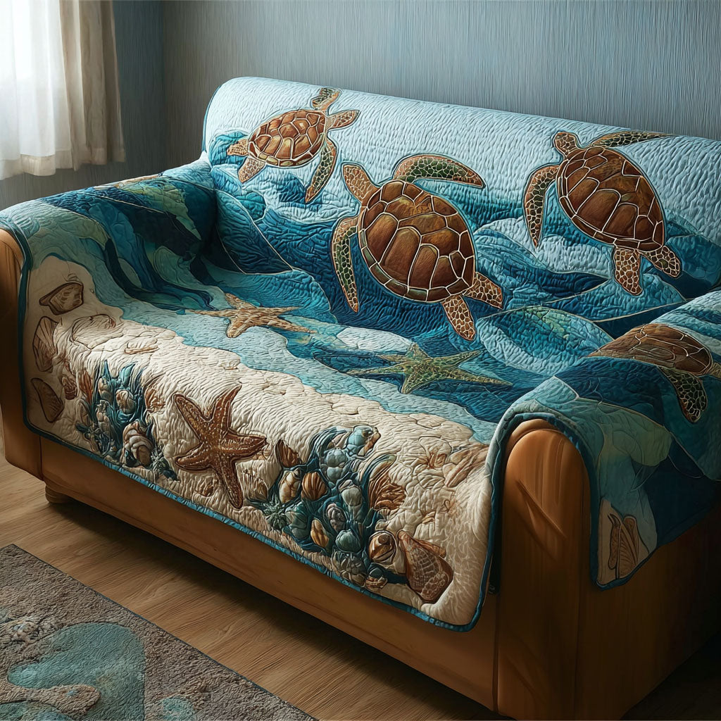 Turtle Drift Quilted Sofa Cover Luxury Home Room Decor Interior Design Gift Ideas - Tradiviet