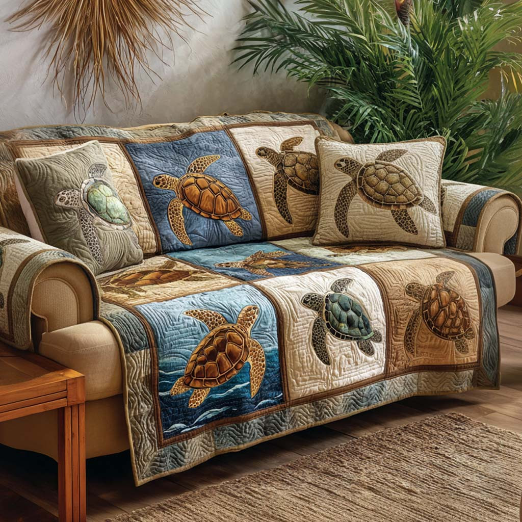 Turtle Horizon Quilted Sofa Cover Furniture Covers For Sofas Unique Sea Turtle Gifts - Tradiviet