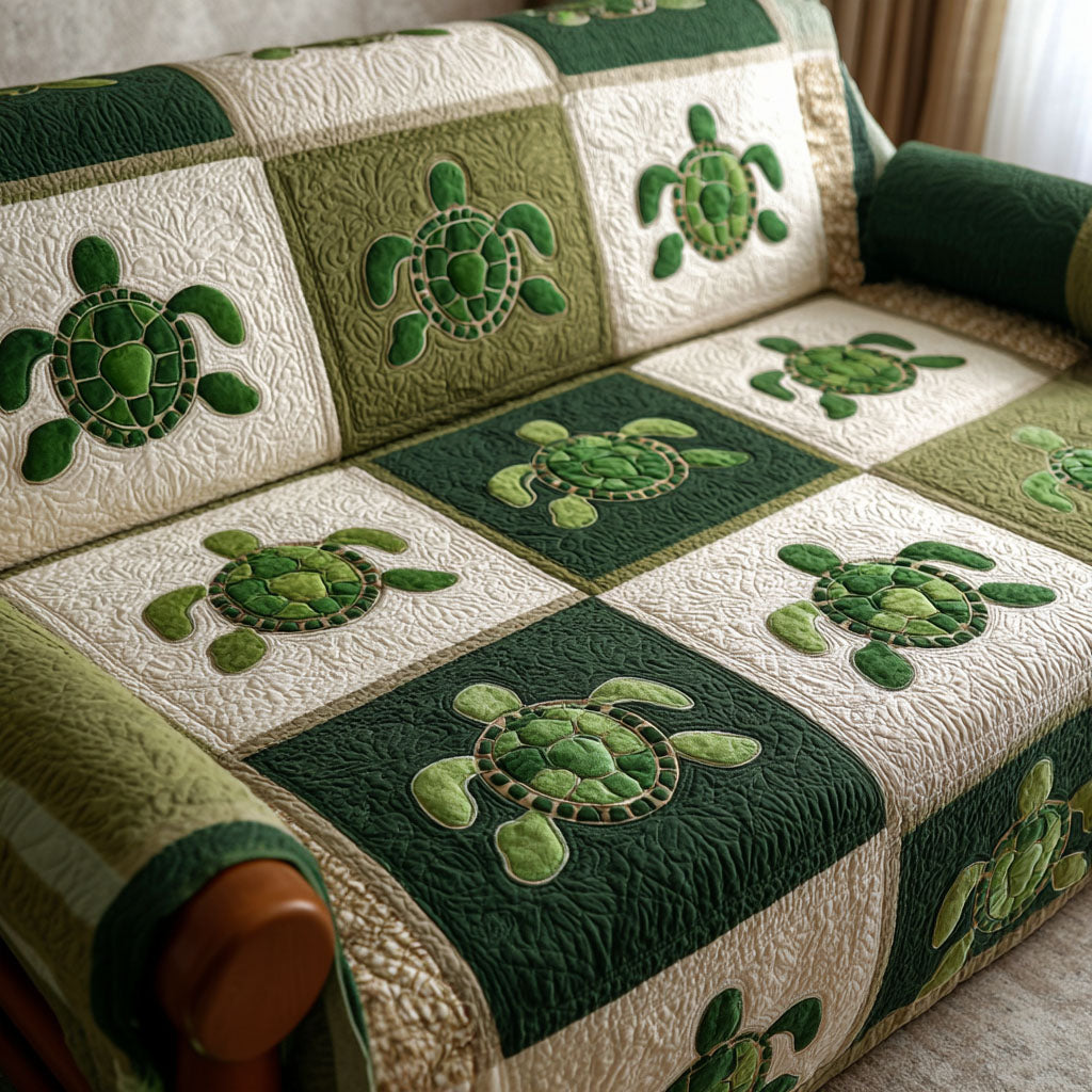 Turtle Paradise Quilted Sofa Cover Chic Home Room Decor Gifts For Living Rooms - Tradiviet