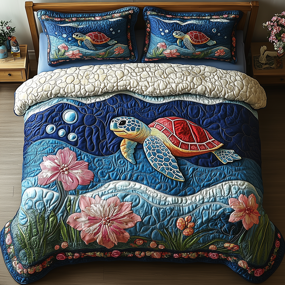 Turtle Quilted Bedding Set Turtle Home Grace Gift For Turtle Wife - Tradiviet