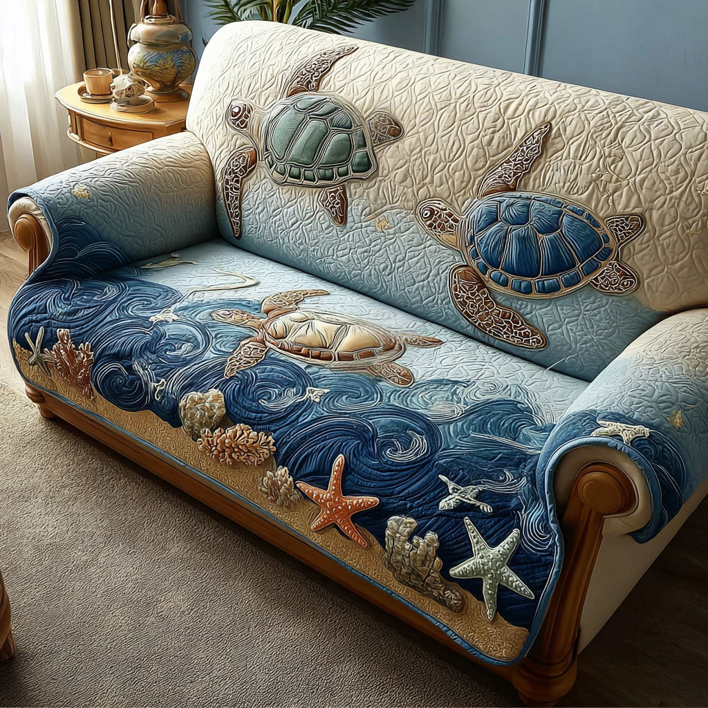 Turtle Tide Quilted Sofa Cover Modern Room Decor Gift For New Home - Tradiviet