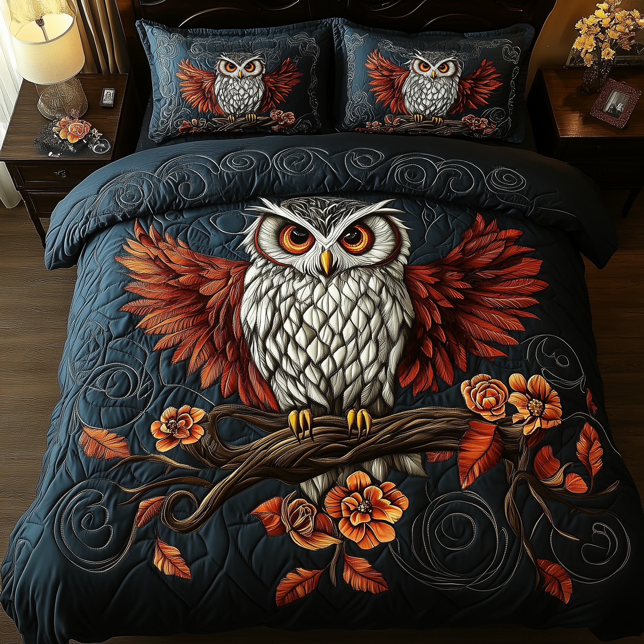 Twilight Bloom Perch Quilted Bedding Set Twilight Bloom Coverlet Gift For Bloom Perch - Tradiviet