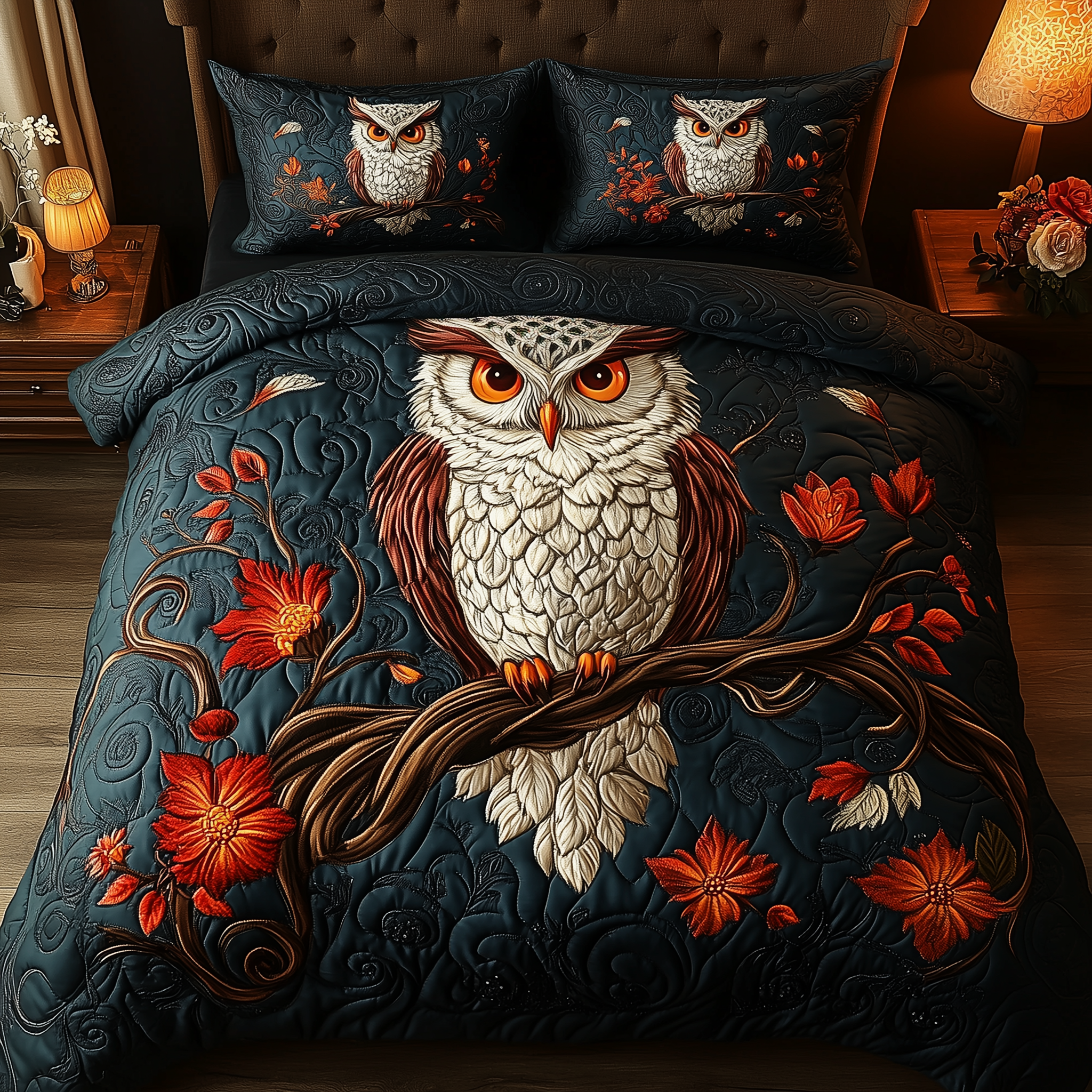 Twilight Bloom Perch Quilted Bedding Set Twilight Bloom Craft Gift For Twilight Bloom - Tradiviet