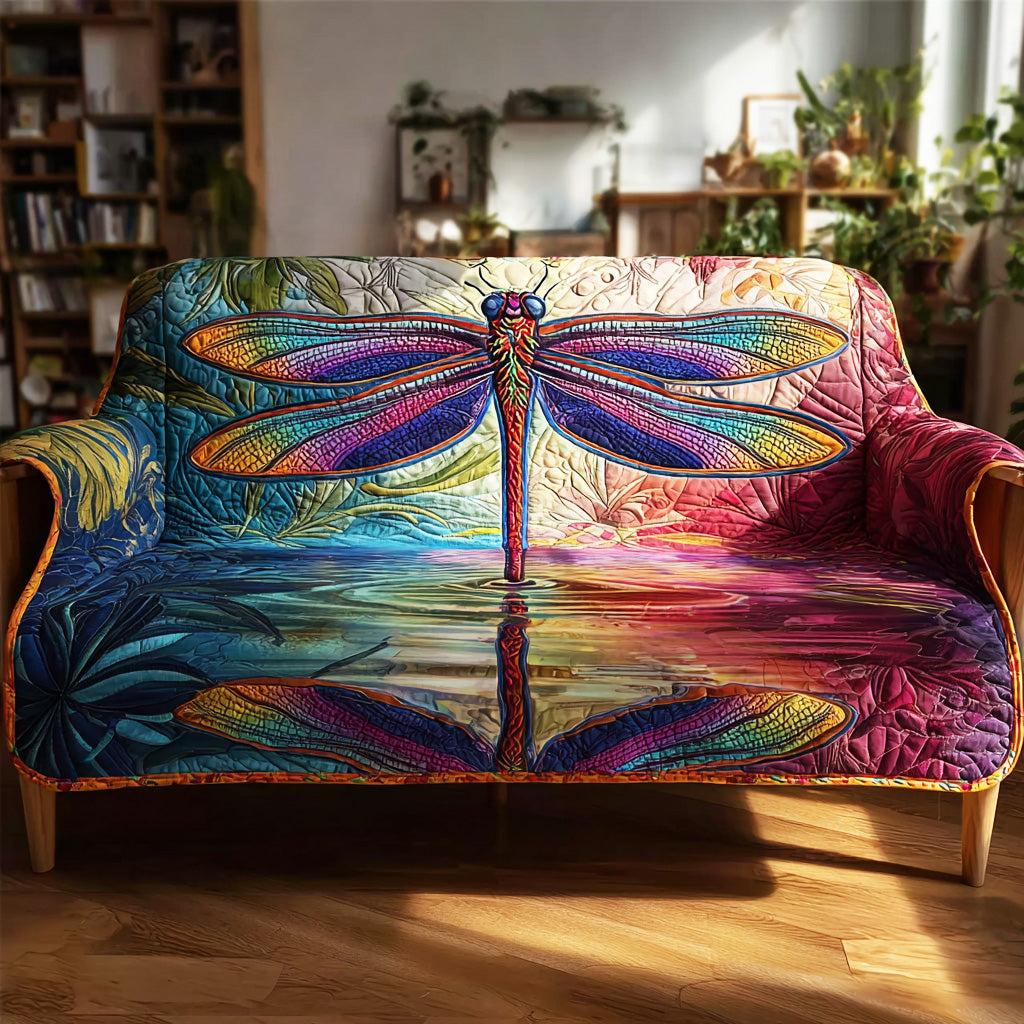 Twilight Dragonfly Quilted Sofa Cover Soft Home Room Decor Novelty Dragonfly Gifts - Tradiviet