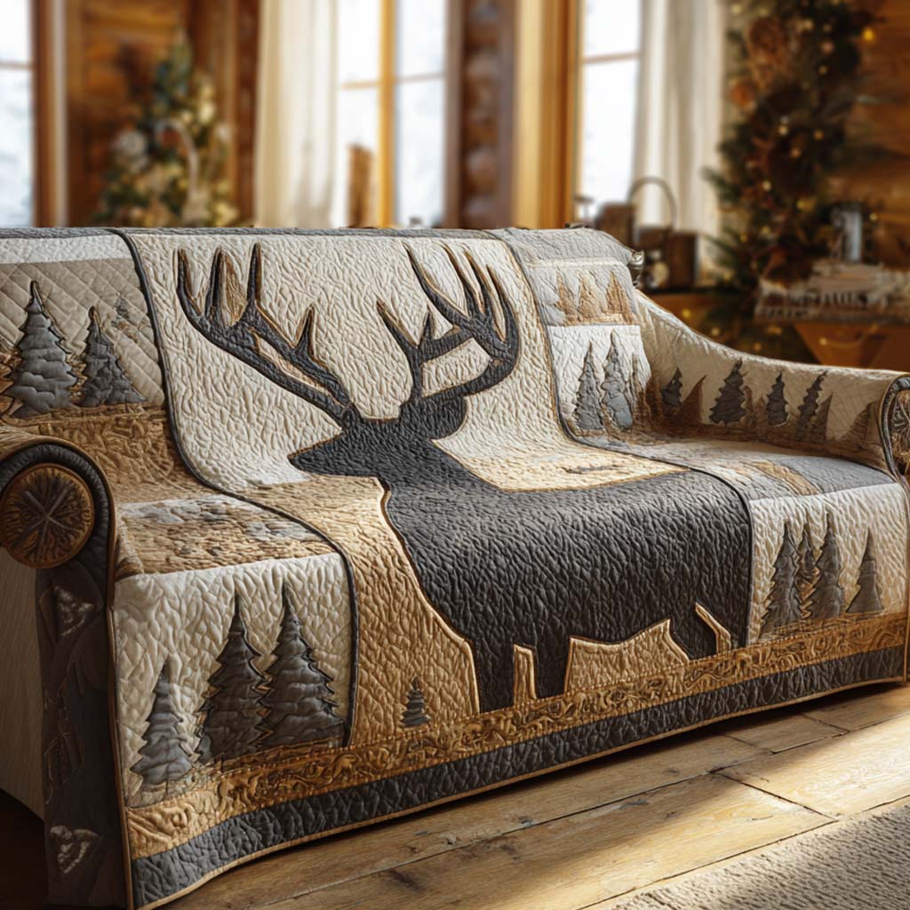 Twilight Elk Quilted Sofa Cover Modern Home Room Decor Cute Room Decor Finds - Tradiviet