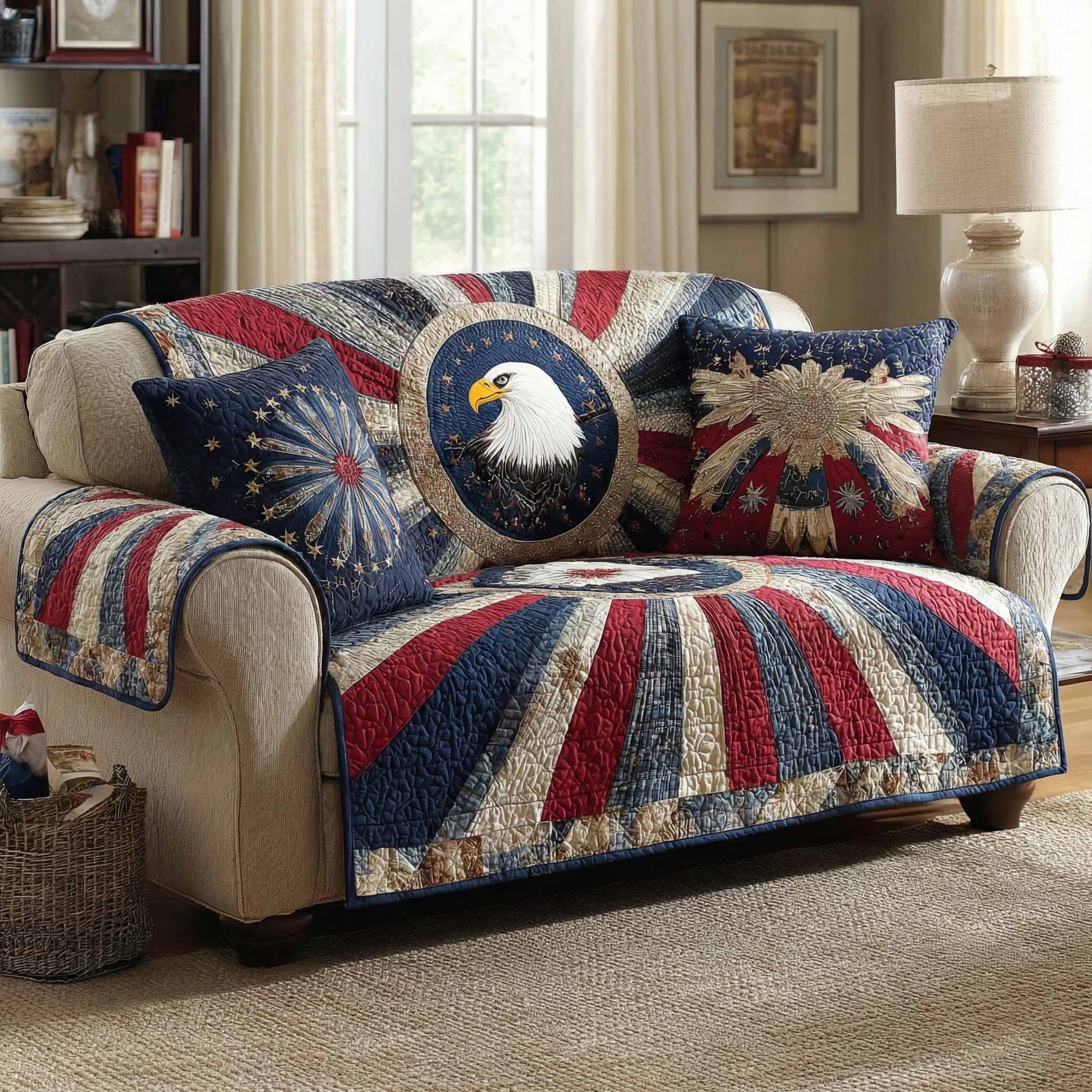 Union Glory Quilted Sofa Cover Beautiful Home Room Decor Gift For Living Room - Tradiviet