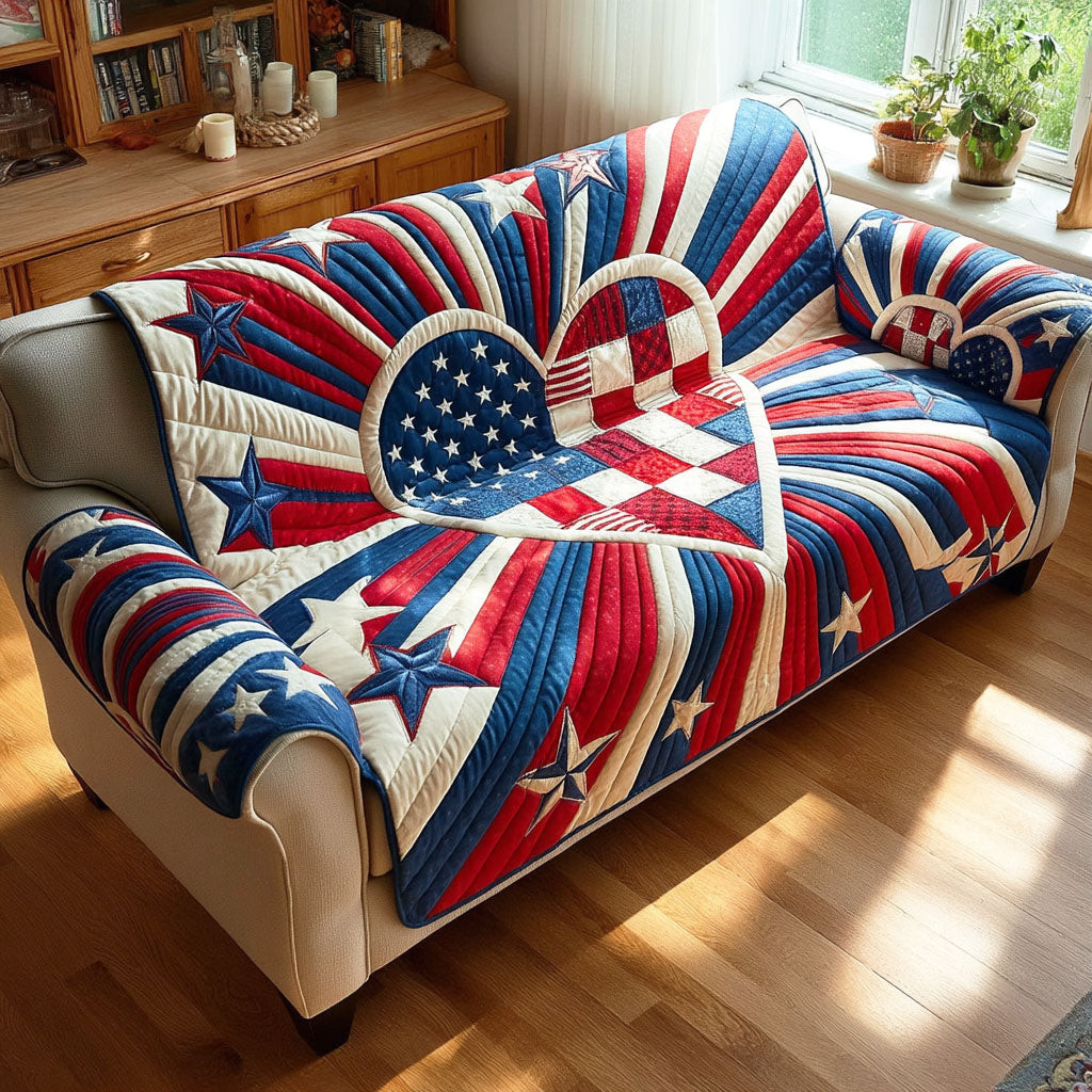 Union Heart Quilted Sofa Cover Sofa And Seat Covers Cool Mothers Day Gifts - Tradiviet