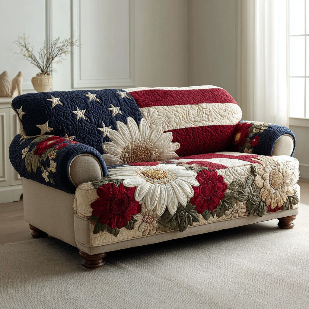 United In Bloom Quilted Sofa Cover Holiday Home Room Decor Gift For Home Decor - Tradiviet