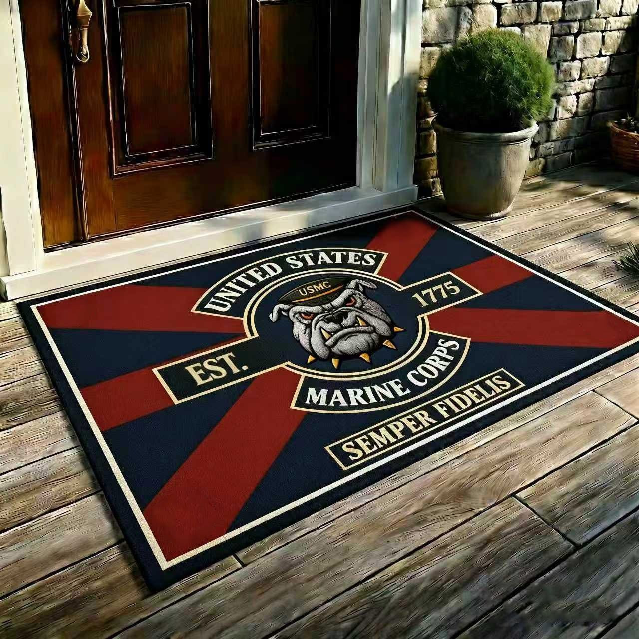 United States Marine Corps Doormat Semper Fidelis USMC Welcome Mats Gifts For Military - Tradiviet