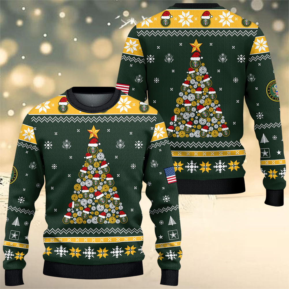 US Army 250Th Anniversary Ugly Christmas Sweater Military Merch Army Veteran Gift Ideas - Tradiviet - Image 2