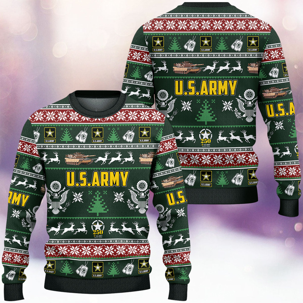 US Army 250Th Anniversary Ugly Christmas Sweater Xmas Clothing Best Gifts For Army Veteran - Tradiviet - Image 2