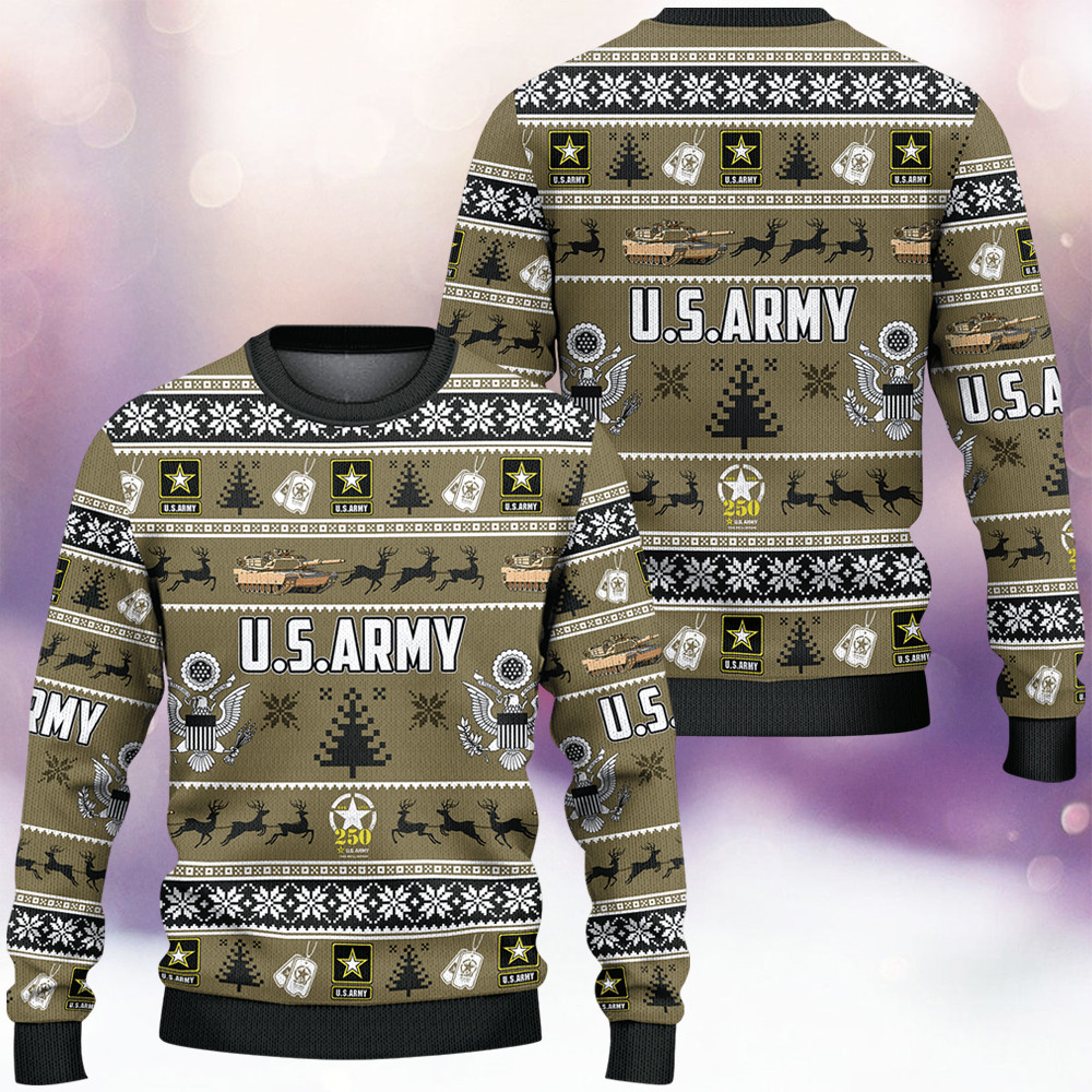 US Army 250Th Anniversary Ugly Christmas Sweater Xmas Clothing Best Gifts For Army Veteran - Tradiviet - Image 3