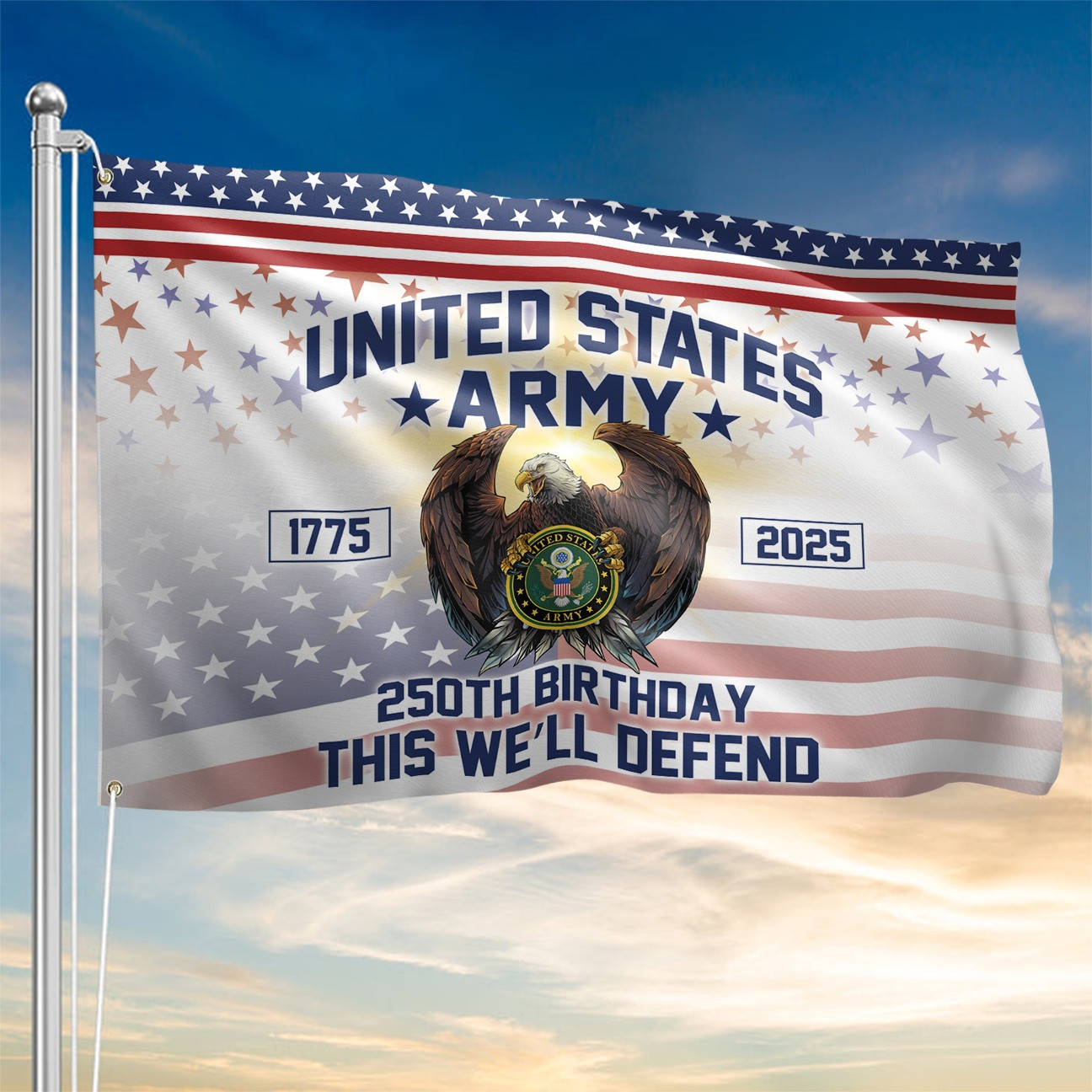 U.S Army 250Th Birthday Anniversary 1775 2025 Flag This We'll Defend Army Veteran Decor - Tradiviet