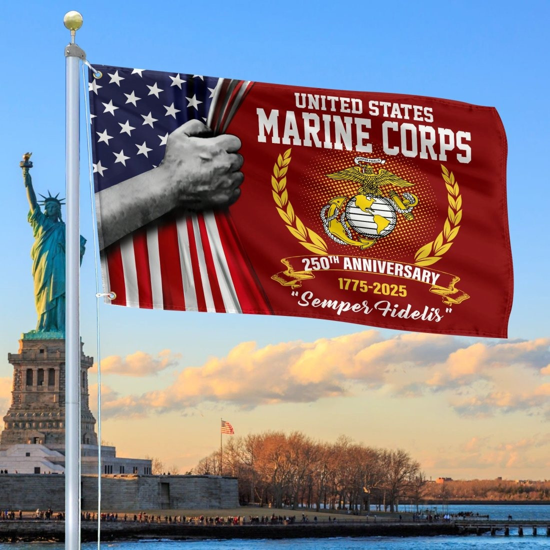 US Marine Corps 250th Anniversary Flag 2025 Semper Fidelis Merch Best Gifts For Veterans - Tradiviet