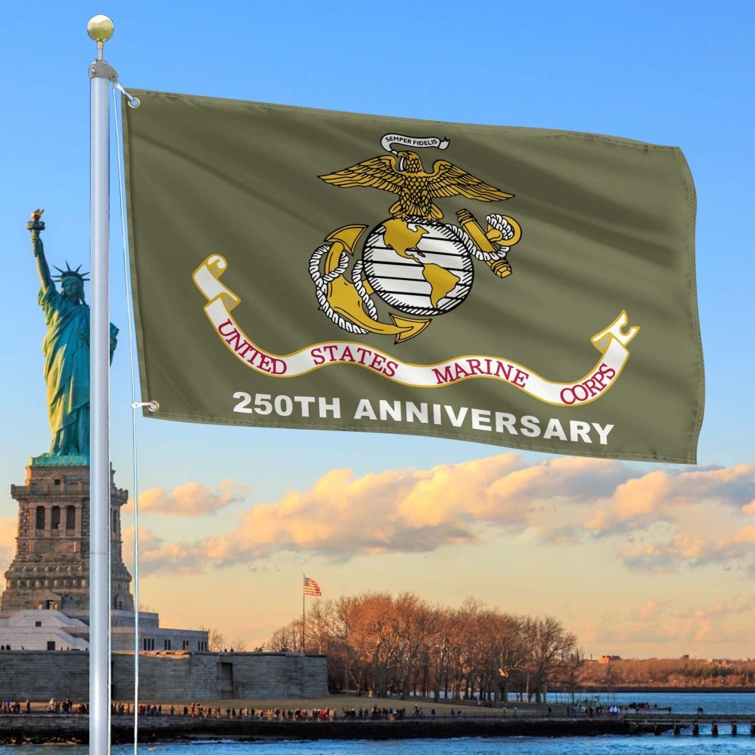 US Marine Corps 250th Anniversary Flag Patriotic Outdoor Decor Veteran Gifts Ideas - Tradiviet