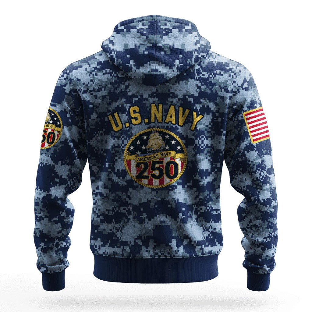 US Navy 250Th Anniversary Camo Hoodie 1775 2025 USN Merch Best Navy Veteran Gifts Christmas - Tradiviet - Image 2