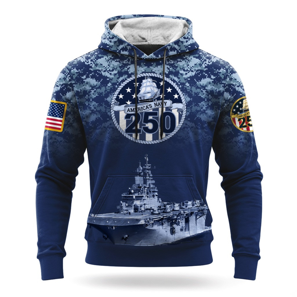 US Navy 250Th Anniversary Camo Hoodie 1775 2025 USN Merch Navy Veteran Gifts For Sailor - Tradiviet