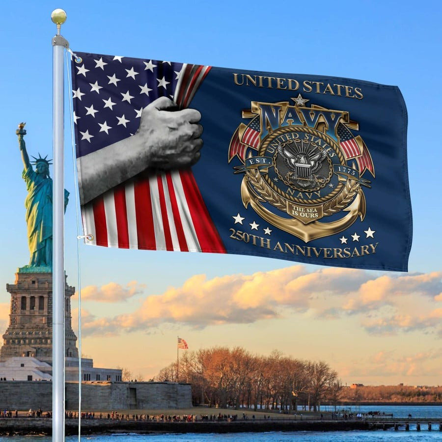US Navy 250th Anniversary Flag Patriotic Outdoor Decor Unique Gifts For Navy Veteran - Tradiviet