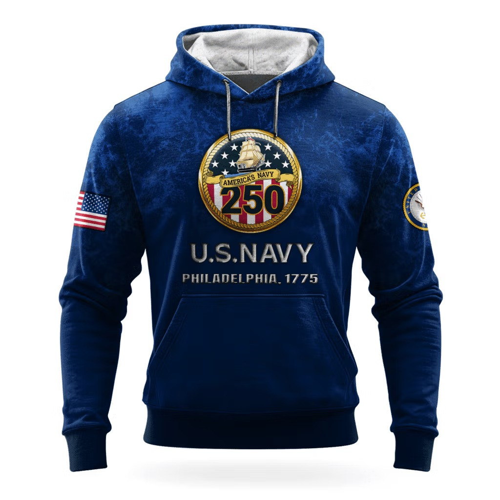 US Navy 250Th Anniversary Hoodie 1775 2025 USN Apparel Unique Gifts For Navy Veterans - Tradiviet