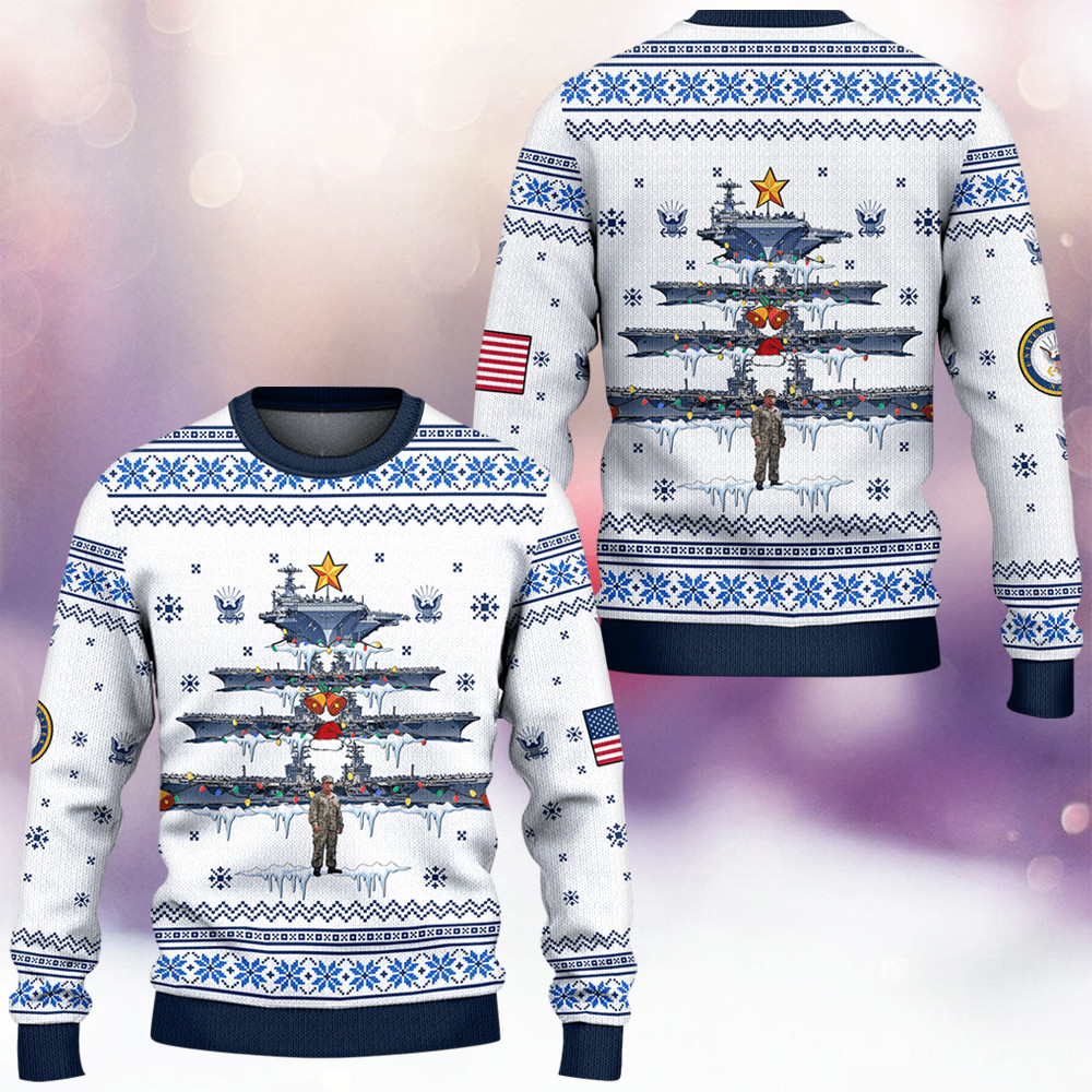 US Navy 250Th Anniversary Ugly Christmas Sweater Winter Apparel Navy Veterans Xmas Gifts - Tradiviet