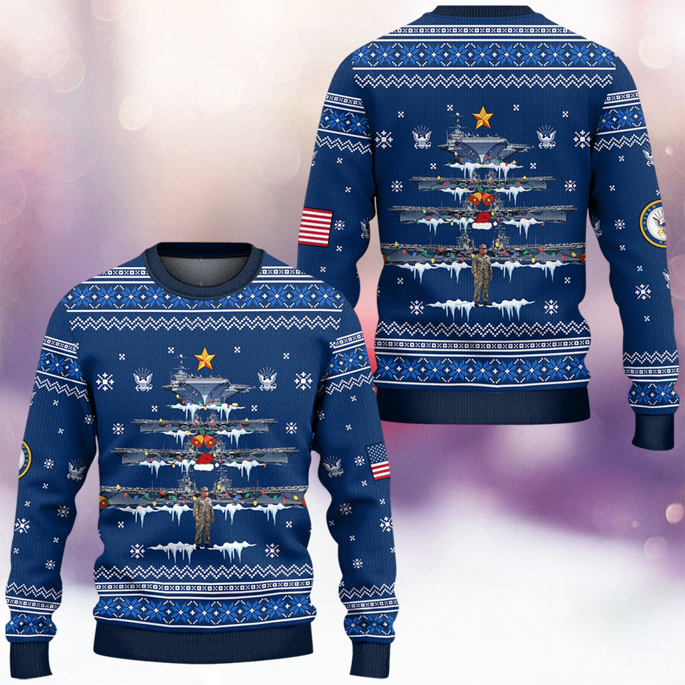 US Navy 250Th Anniversary Ugly Christmas Sweater Winter Apparel Navy Veterans Xmas Gifts - Tradiviet - Image 2