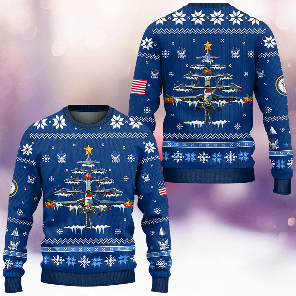 US Navy 250Th Anniversary Ugly Christmas Sweater Xmas Merch Gifts For Navy Veterans - Tradiviet - Image 2