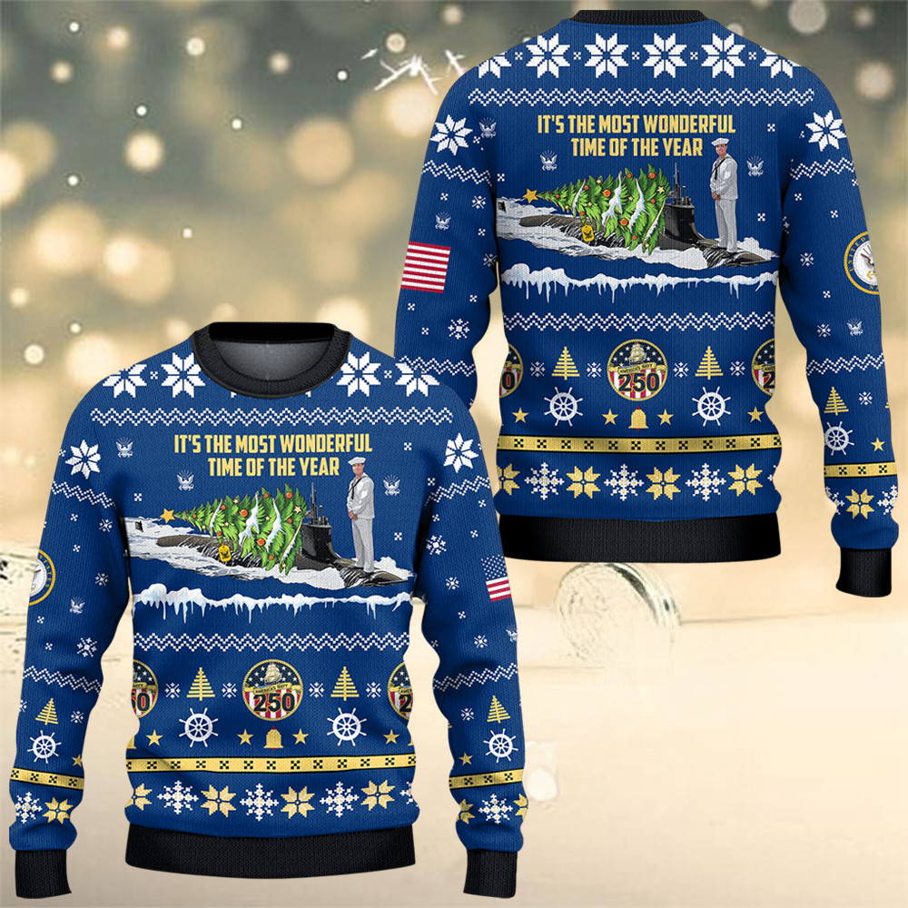 US Navy 250Th Anniversary Ugly Christmas Sweater Xmas Outfits Holiday Gifts For Navy Veterans - Tradiviet - Image 2