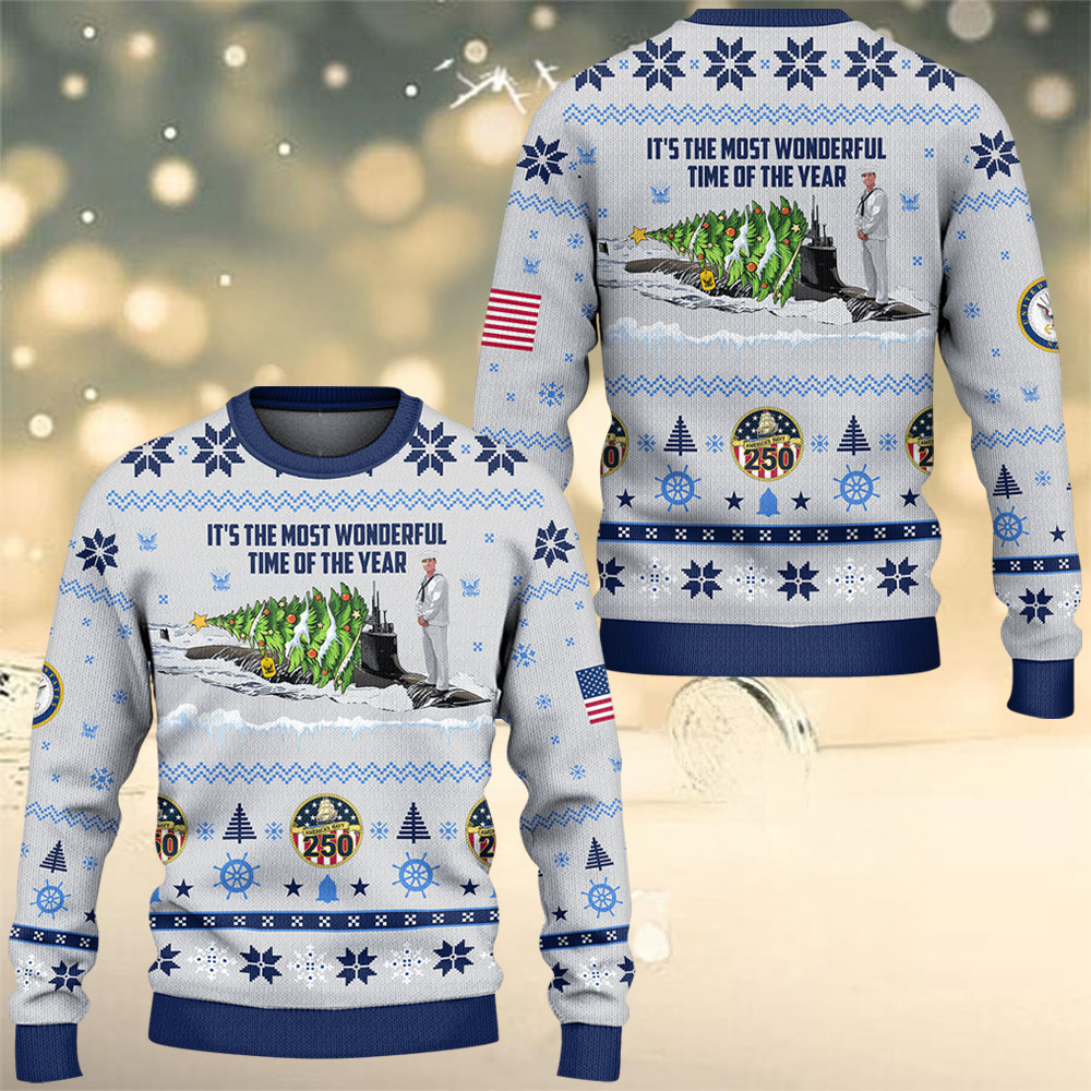 US Navy 250Th Anniversary Ugly Christmas Sweater Xmas Outfits Holiday Gifts For Navy Veterans - Tradiviet