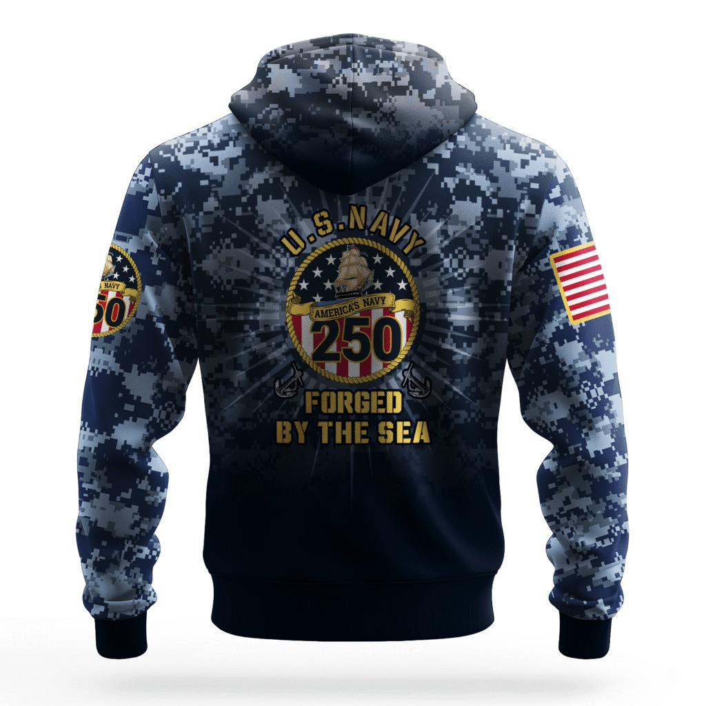 US Navy Forged By The Sea 250Th Anniversary Camo Hoodie 1775 2025 USN Navy Gifts For Sailor - Tradiviet - Image 2
