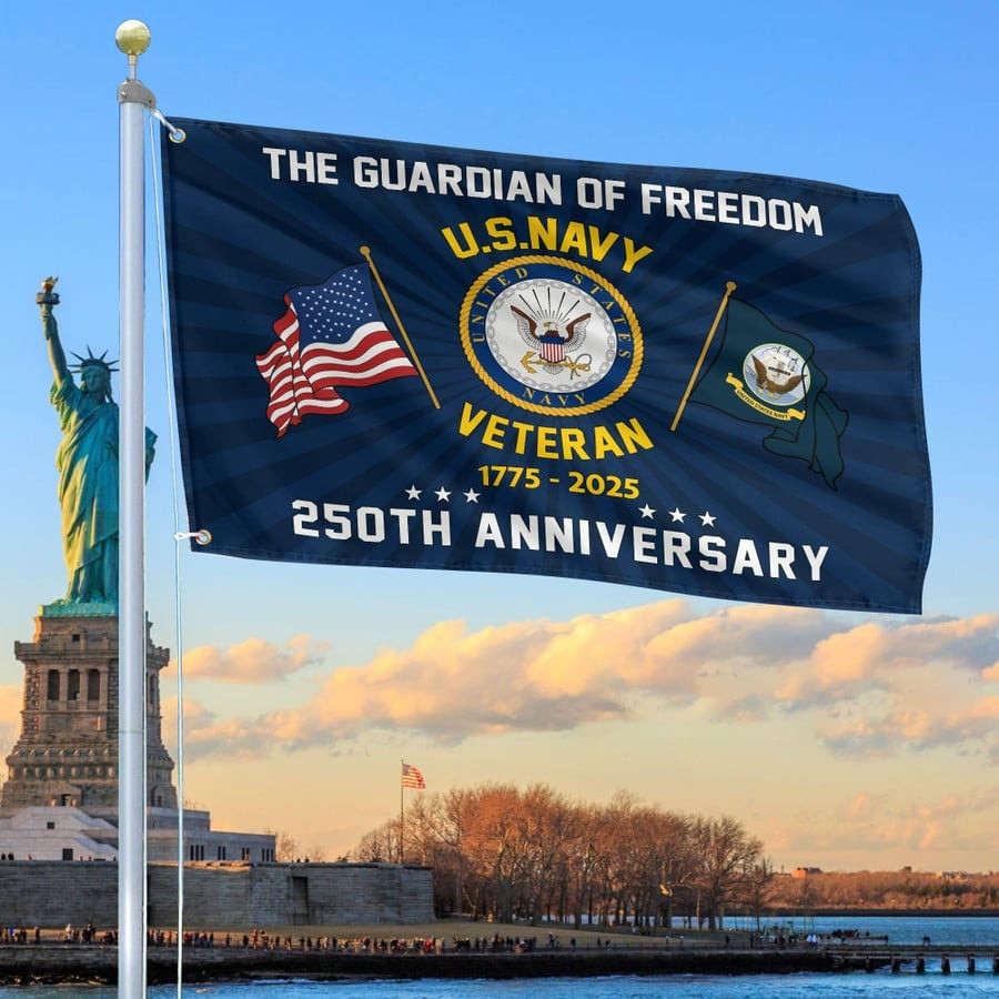 US Navy Veteran Flag The Guardian Of Freedom 250th Anniversary USN Merch Patriotic Gifts - Tradiviet