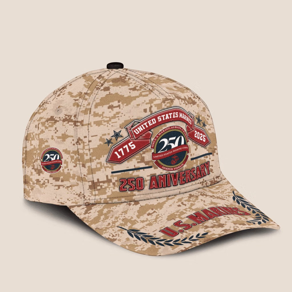 USMC 250Th Anniversary Camo Hat 1775 2025 Marine Corps Veteran Baseball Cap USMC Merch - Tradiviet - Image 2