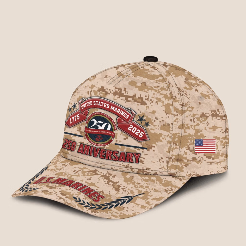 USMC 250Th Anniversary Camo Hat 1775 2025 Marine Corps Veteran Baseball Cap USMC Merch - Tradiviet - Image 3