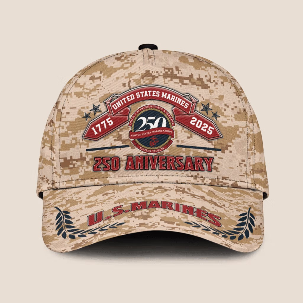USMC 250Th Anniversary Camo Hat 1775 2025 Marine Corps Veteran Baseball Cap USMC Merch - Tradiviet