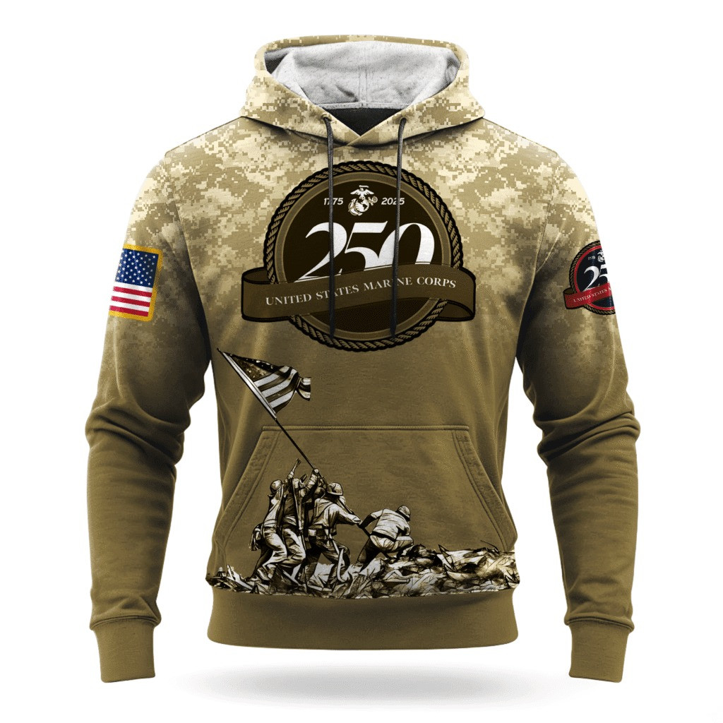 USMC 250Th Anniversary Camo Hoodie 1775 2025 Marine Corps Veteran Clothing Christmas Gifts - Tradiviet